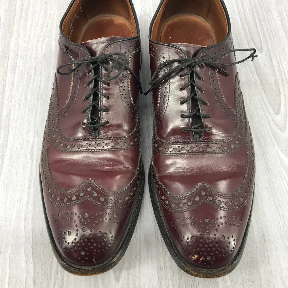 Allen Edmonds McAllister Burgundy Wingtip Oxford Dress Shoes Mens 10 C 6215